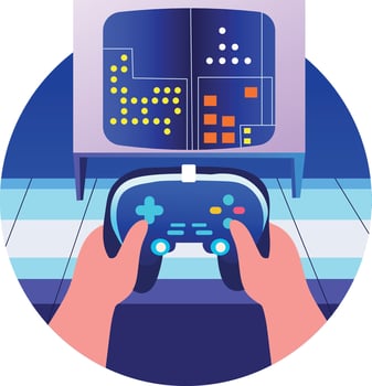 A flat style illustration of gaming console vector