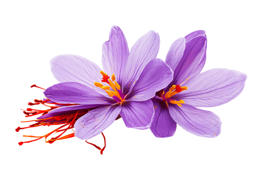 Purple Saffron Flower spice , transparent isolated background. Spices, vibrant vivid colorful cooking seasoning ingredient, food flavour graphic element presentation png