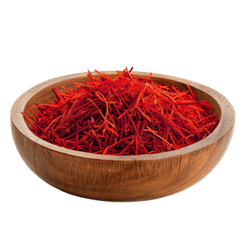 Saffron Flower spice in wooden bowl , transparent isolated background. Ground spices, vibrant vivid colorful cooking seasoning ingredient, food flavour png