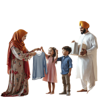 Muslim family with children and parents png