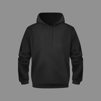 Stylish Black Unisex Hoodie. Front and Back View. Sports hoodies. Cozy clothes. vector
