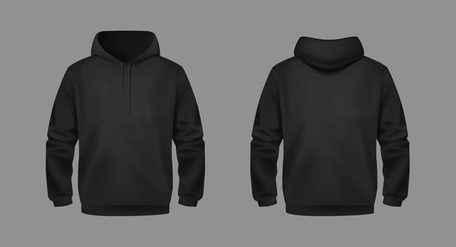 Black hoodie front and back views vector