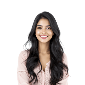 A woman with long hair smiling png