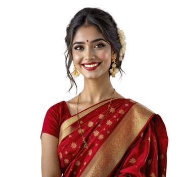 A beautiful indian woman in a red sari png