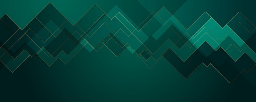 Turquoise stripes and golden lines geometric banner vector