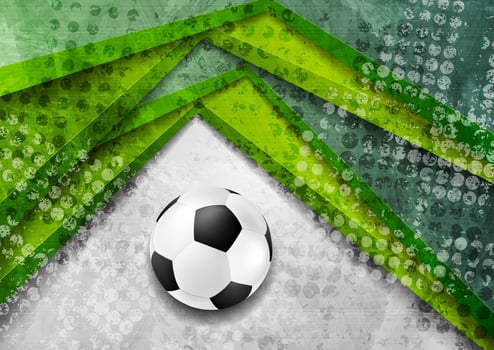 Grey green grunge football background with soccer ball vector