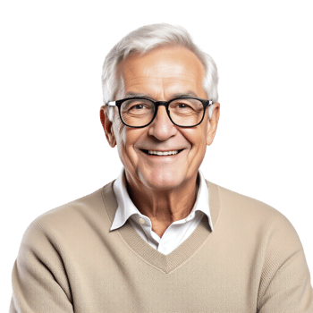 An older man with glasses and a sweater png