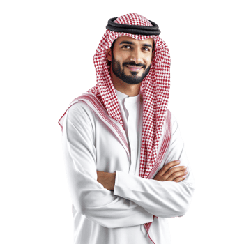 A man in arabic clothing with his arms crossed png