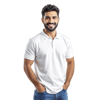 A man in a white polo shirt png