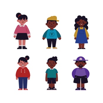 Modern Cartoon People Character Graphics Male Female Outfits vector