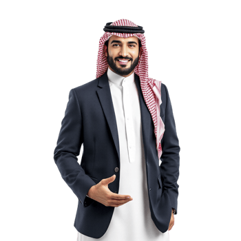 Arabic businessman with hands on his hips png
