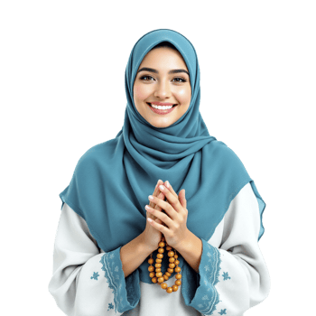 Muslim woman in hijab praying isolated on black background png