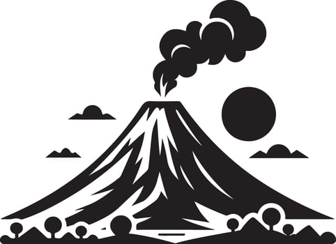 Stunning Black Volcano Silhouette Design vector