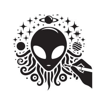 High Quality Alien Silhouette Black Artwork vector