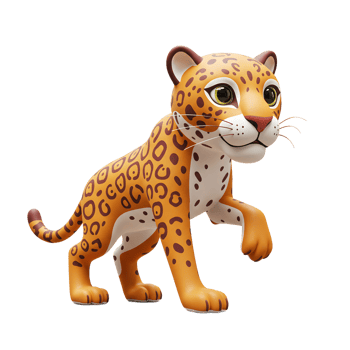 Cartoon Leopard Character Standing Isolated on White Background - Cute and Playful png