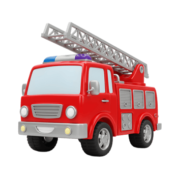Cartoon Firetruck with Ladder Emergency Vehicle on a White Background png