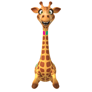 Cartoon Giraffe Character Sitting with Funny Expression on a White Background png