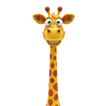 Cartoon Giraffe Smiling Head and Neck on White Background for Kids png