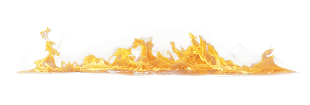 Hot burning fire flames effect transparent isolated background. Bright yellow, red colors png