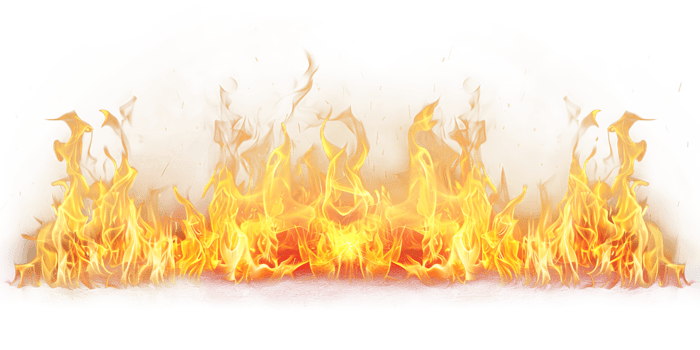 Hot burning fire flames effect transparent set bundle isolated background. Bright yellow colors png