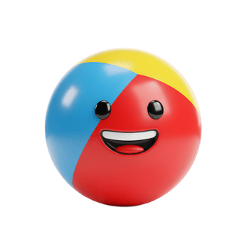 Smiling Beach Ball Cartoon Character with Happy Expression on White Background png