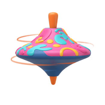 Spinning Toy Top with Colorful Design Illustration on White Background png