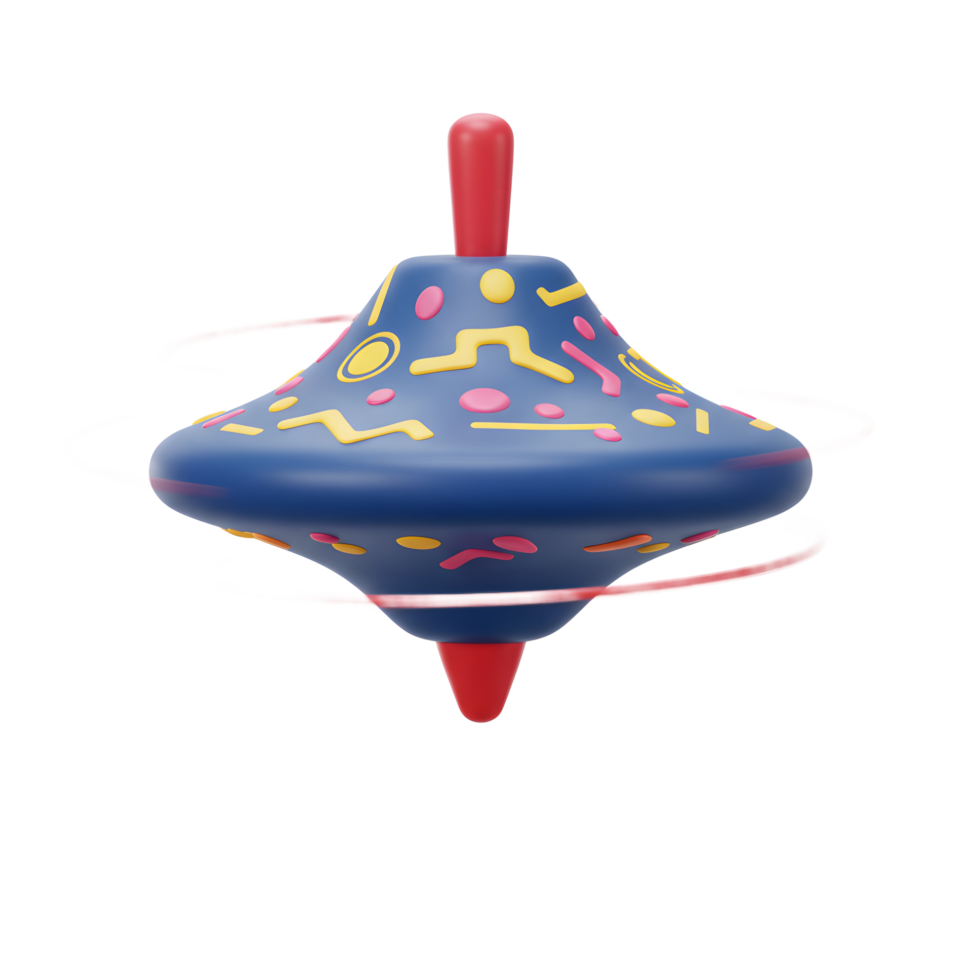 Spinning Toy Top with Colorful Design in Motion on White Background png