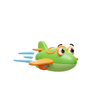 Cartoon Airplane Flying with Speed Effect on a Clean White Background png