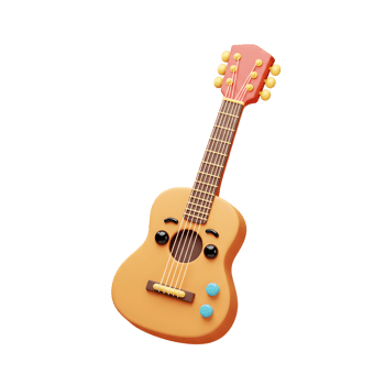 Cartoon Guitar Illustration for Music Education and Creative Design Projects png