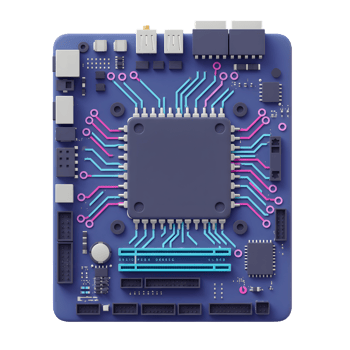 Close-up of Circuit Board with Processor and Colorful Traces png