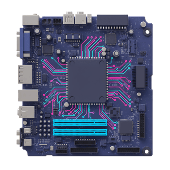 Detailed Motherboard View Showing Electronic Components and Circuit Traces png