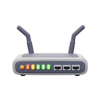 Modern Wi-Fi Router Illustration with Lights Signalling Internet Connection png