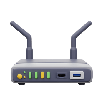 Wireless Router Illustration with Antenna and Lights for Home Network png