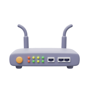 Wireless Router Illustration with Antenna and Lights for Network Connection png