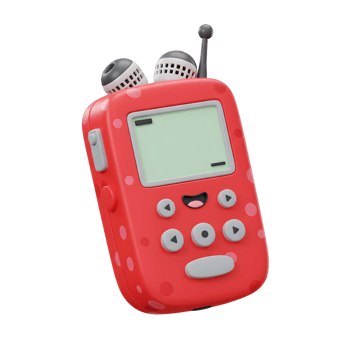 Cartoon Walkie-Talkie Toy with Polka Dots and Smiling Face png