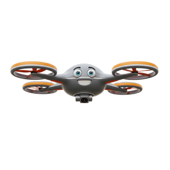 Smiling Cartoon Drone with Camera for Educational Content and Children png