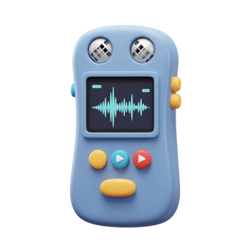 Cartoon Voice Recorder with Sound Waves Playback and Buttons png