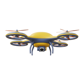 Yellow Drone Flying on White Background for Aerial Photography and Filming png