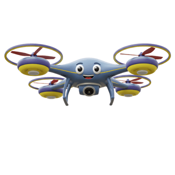 Cartoon Drone with Camera and Face Isolated on White Background png