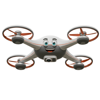 Cartoon Drone Character with Smiling Face and Camera for Animation png