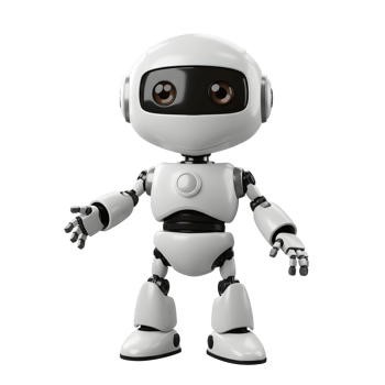 Cute White Robot Character Standing Isolated with Open Arms Ready to Help png