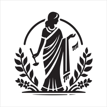 Saree Black Silhouette for Creative Branding vector