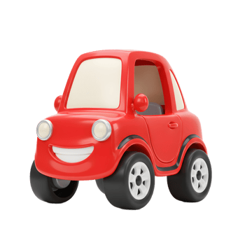 Cartoon Red Car with Smiling Face on White Background, Automotive Concept png