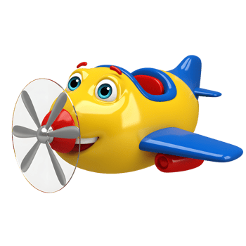 Cartoon Airplane Flying Happy with a Big Smile on White Background png