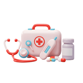 First Aid Kit with Medical Supplies Isolated on White Background png