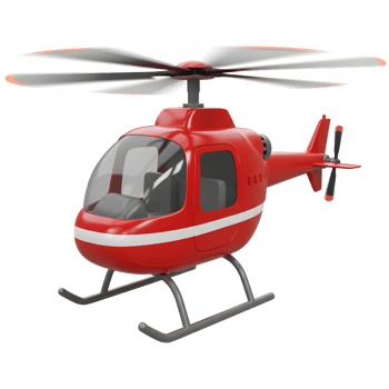 Red Helicopter with Rotating Blades Isolated on White Background png