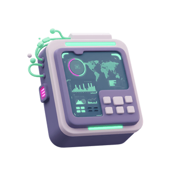 Displaying Futuristic Data Analysis Tool with World Map and Colorful Elements png