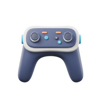 Stylized Blue Game Controller with Joysticks and Buttons on White Background png