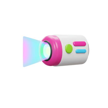 Cartoon Projector with Light Beam Shining on White Background - 3D Render png