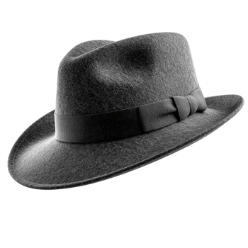 Stylish black fedora hat with smooth texture and elegant design png